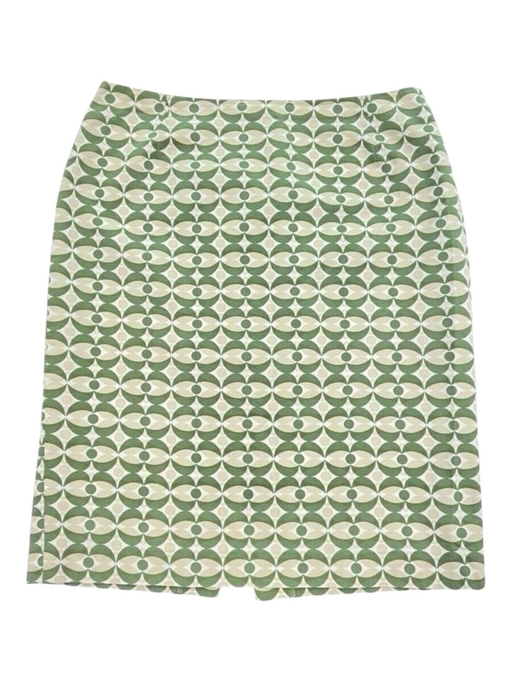 Anne Klein 2 Geometric Green White A-Line Skirt Cotton Blend Size 10